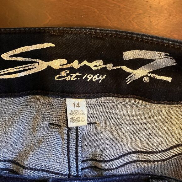 Seven7 Jeans Women's Size 14 Blue High Rise Skinny Crop Denim Ankle Dark Wash - Picture 14 of 16